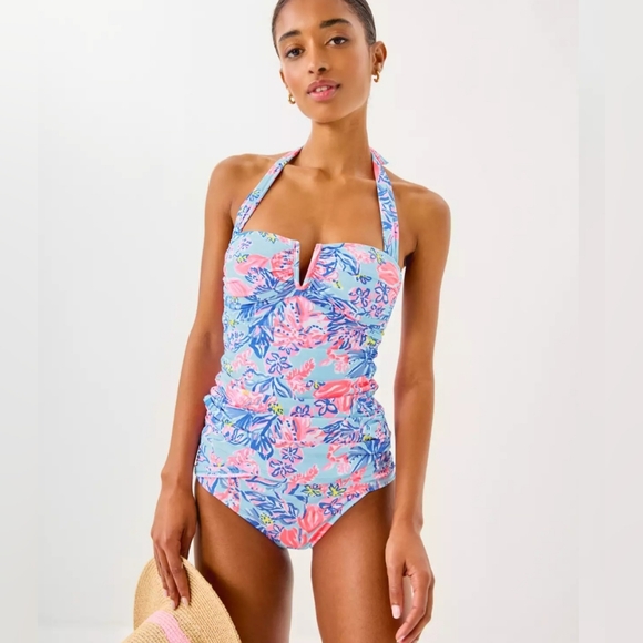 NWT Lilly Pulitzer Peggi Tankini Top Multi Elephant Splash SIZE 14 - Picture 3 of 10